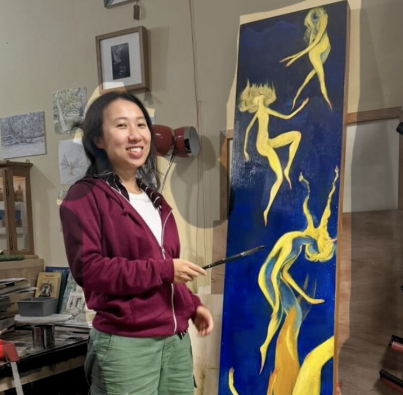 Shuchen painting with traditional Chinese brush